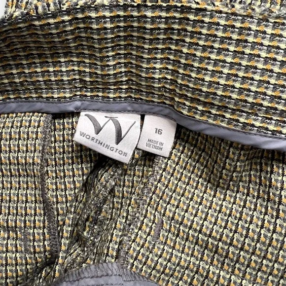 Worthington Women's Plaid Flare Leg Career Pants Size 16 NWT Micro Houndstooth - Picture 3 of 6